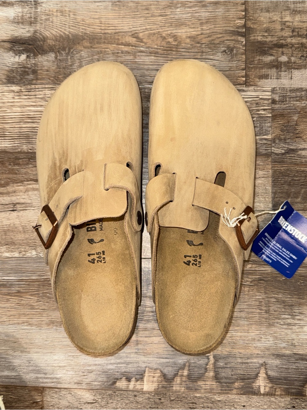 Birkenstock Boston Suede Clogs in Light Beige size 41, NWT